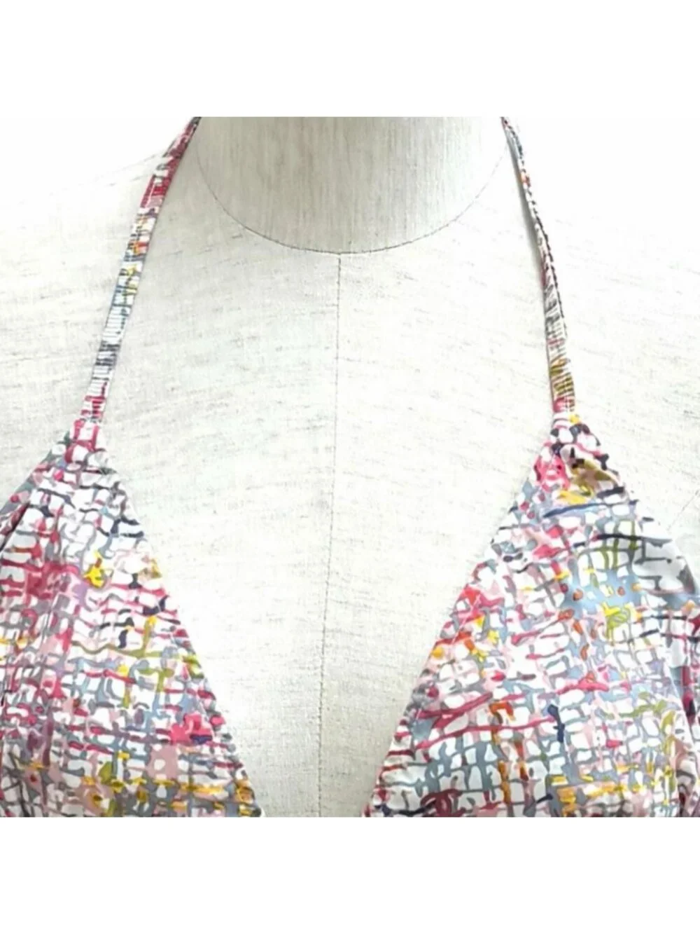 Chanel 05C Tweed CC Logo Print Swimwear Top Multi 40